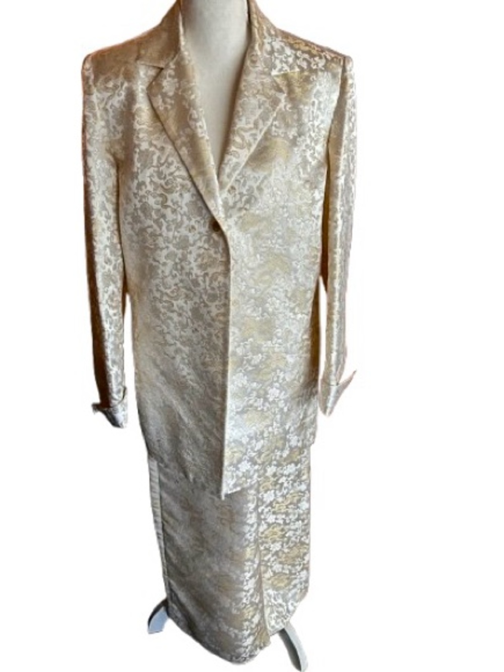 Gold Skirt Jacket Set 2-Piece Set Skirt Midnight Velvet SZ 16 XL Church Suit